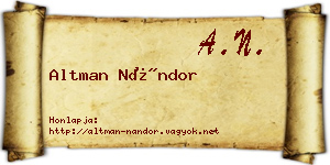 Altman Nándor névjegykártya
